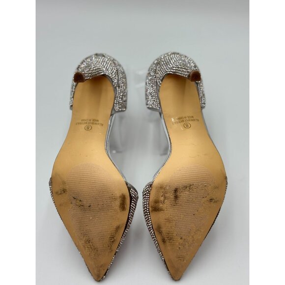 Windsor Silver Rhinestone Pointed Toe Clear Stiletto Heels Womens Shoes Size 8 - Picture 10 of 11
